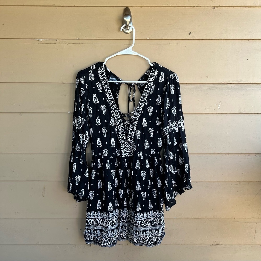 Angie Boho Mini Dress - Size S - Hippie Peasant Casual